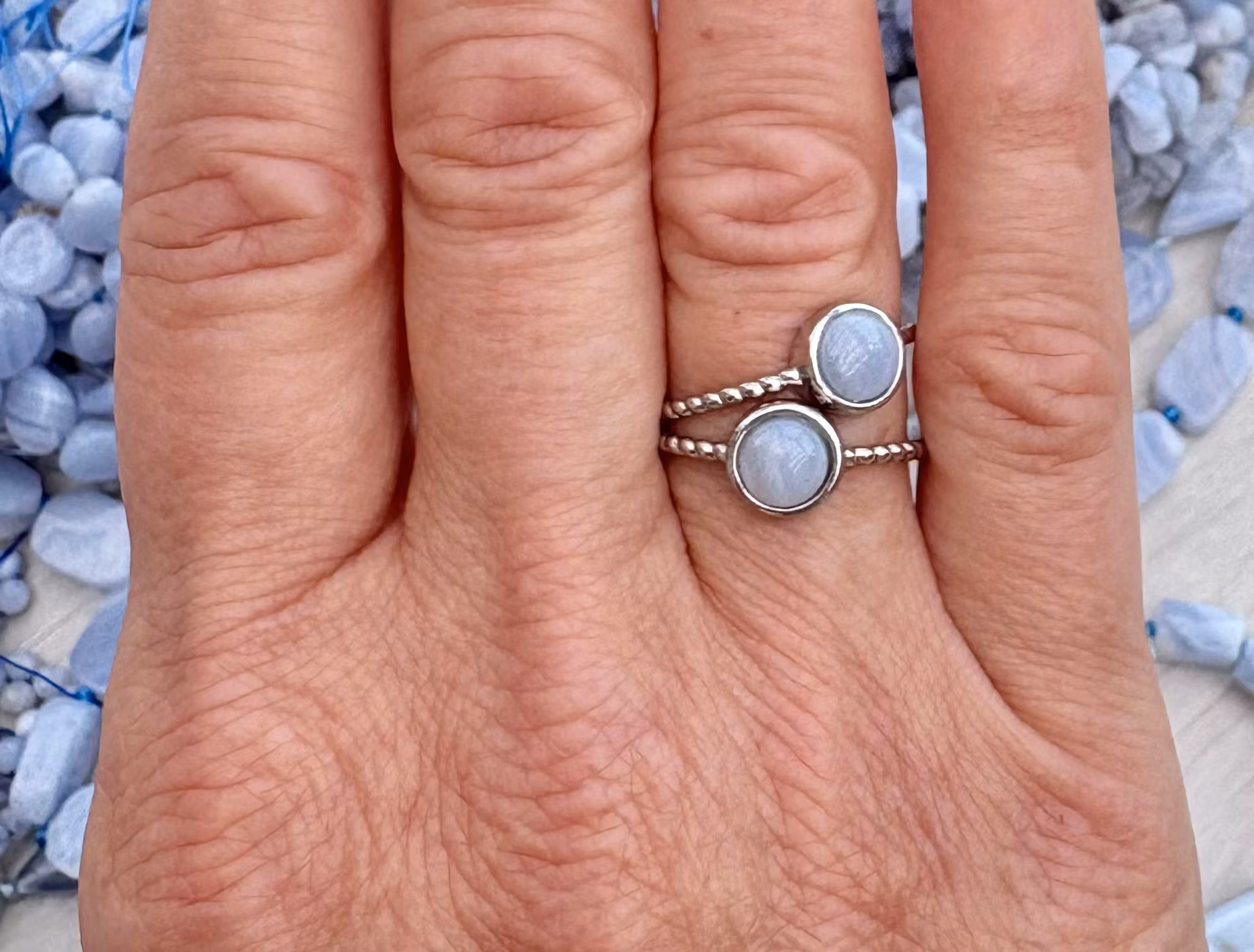 Blue lace agate ring