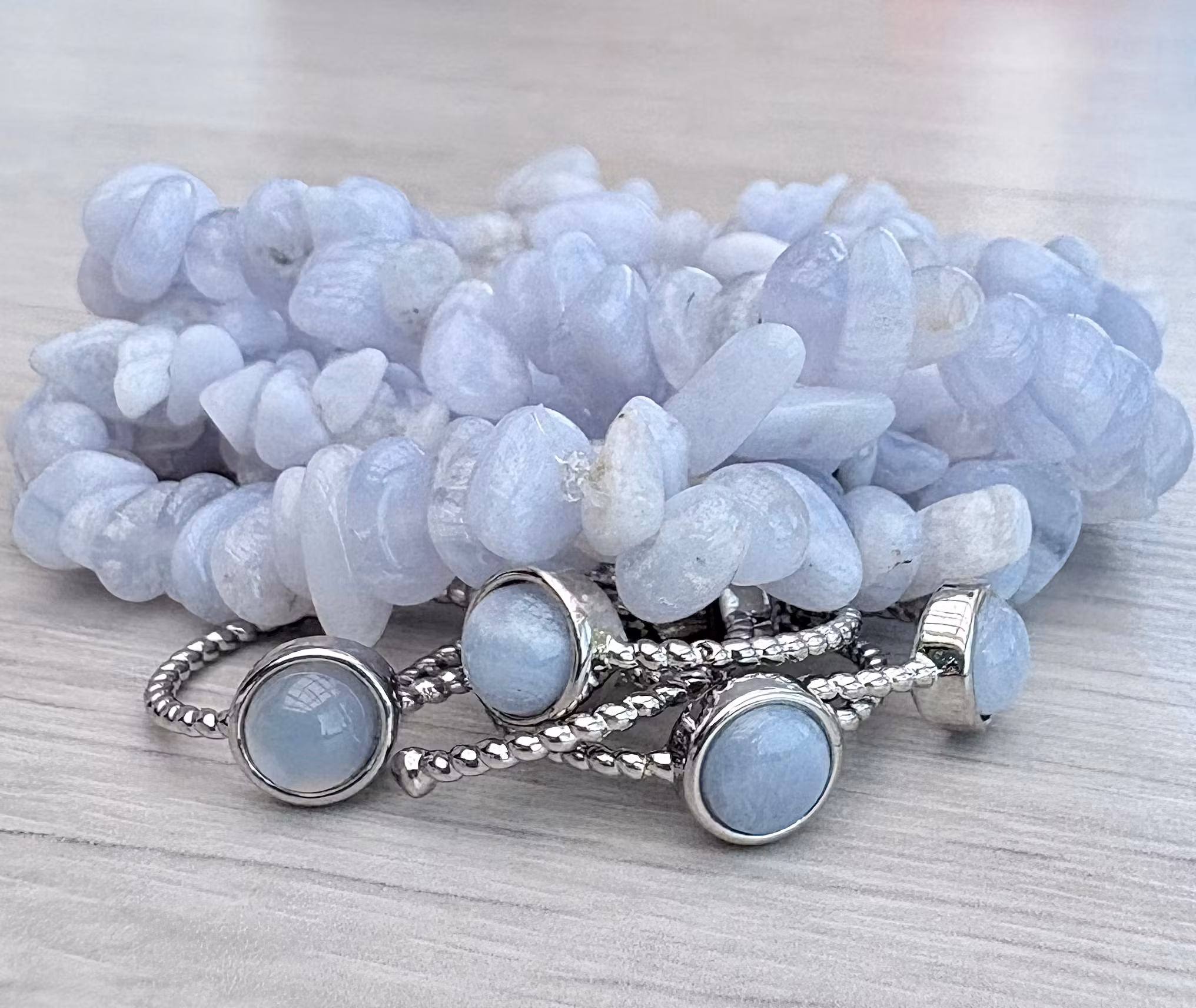 REA: Blue lace agate chipsarmband