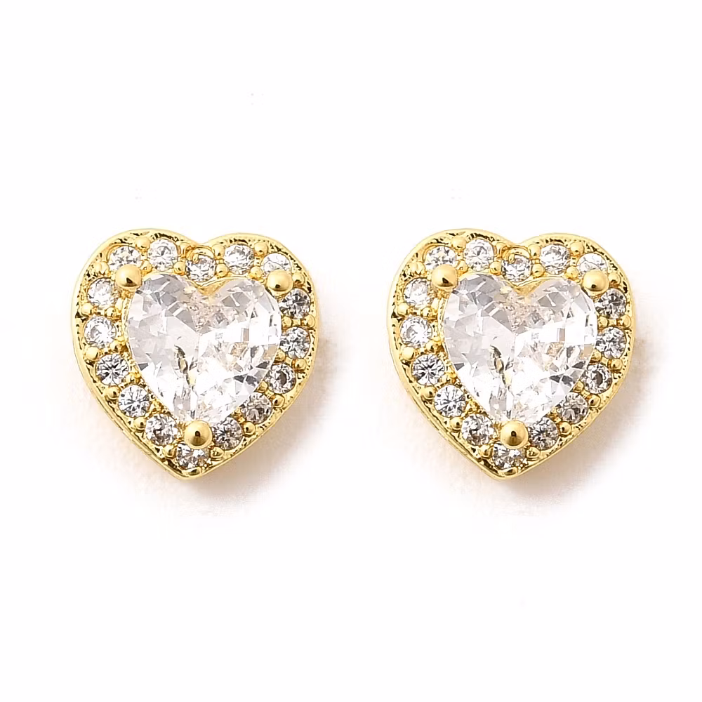 Örhängen guldiga hjärtan med cubic zirconia, 1 par