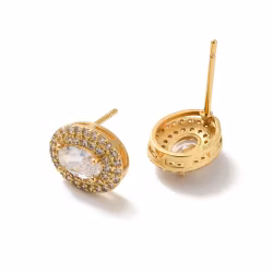 Örhängen ovala med cubic zirconia, 1 par