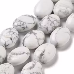 Howlite flat oval liten bumling, 1 st