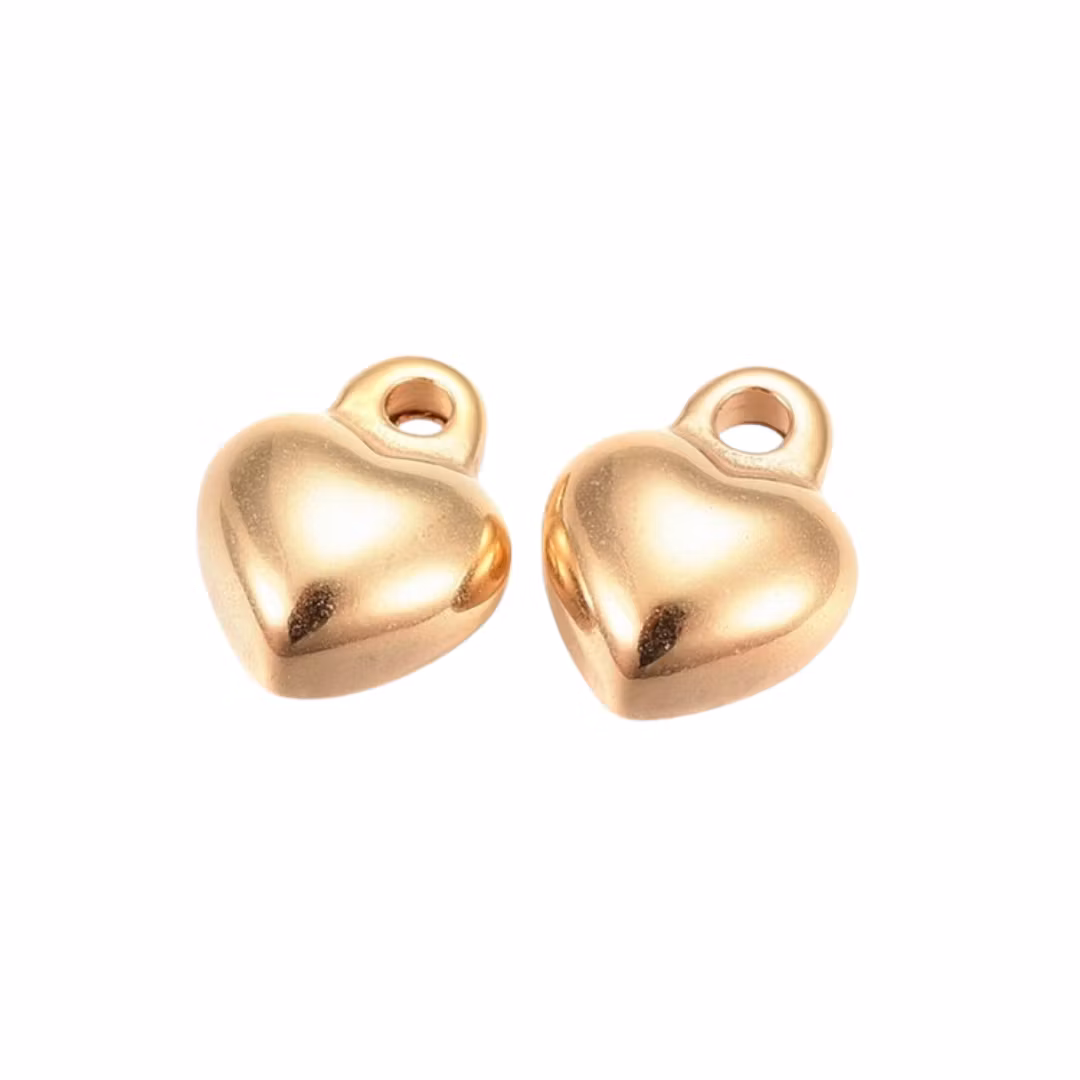 Guldfärgat rostfritt stål berlock hjärta, 1 st