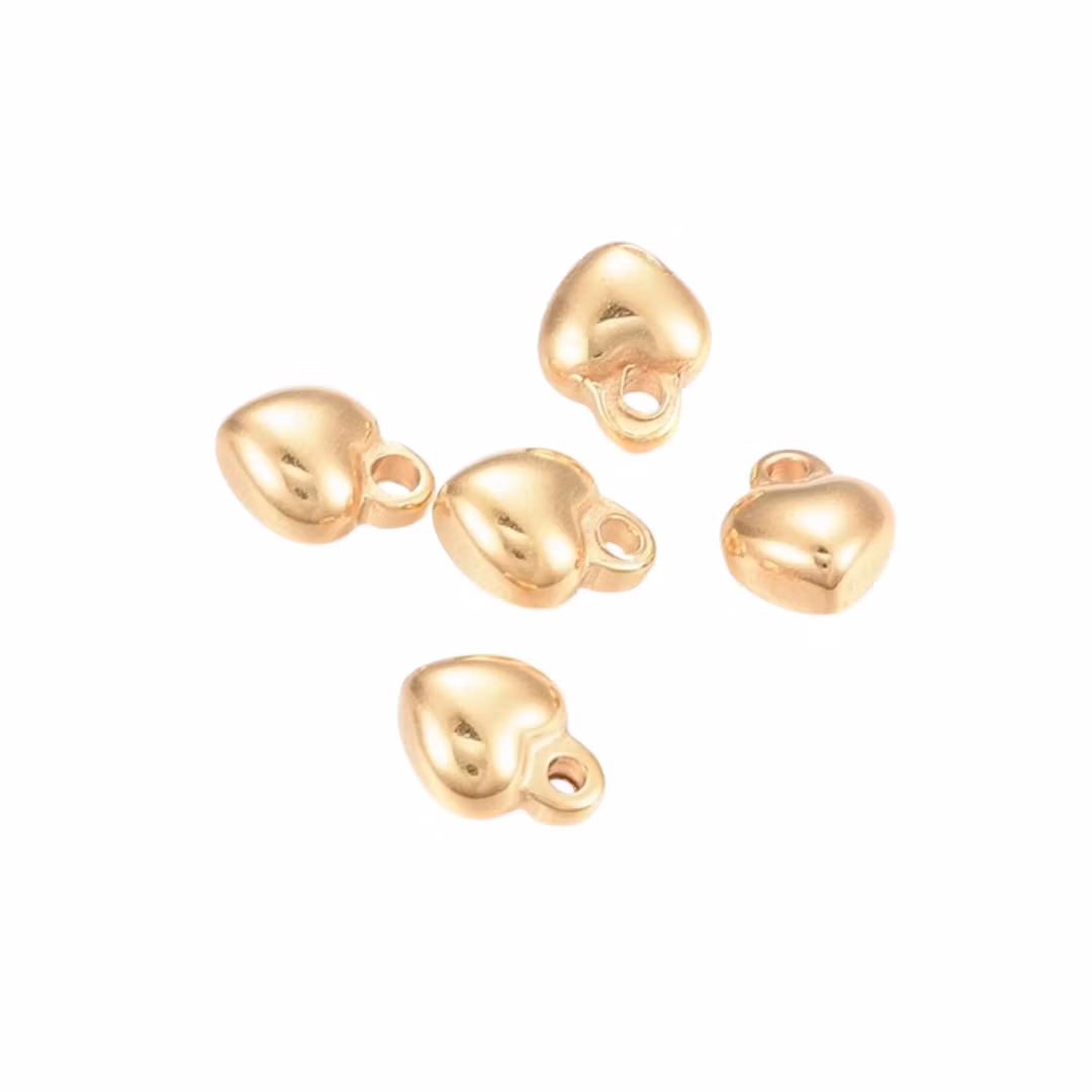 Guldfärgat rostfritt stål berlock hjärta, 1 st