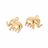 Guldfärgat rostfritt stål berlock elefant, 10 st