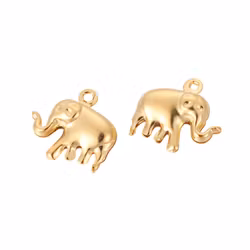 Guldfärgat rostfritt stål berlock elefant, 10 st