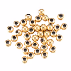 Guldfärgat rostfritt stål pärlor 4 mm med PVD plätering, ca 200 st