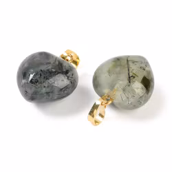 Guldfärgat hänge hjärta prehnit, 1 st