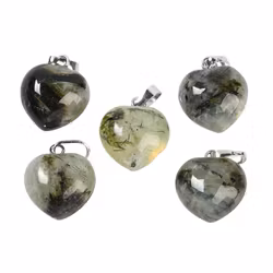 Antikfärgat hänge hjärta prehnit, 1 st