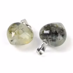 Antikfärgat hänge hjärta prehnit, 1 st