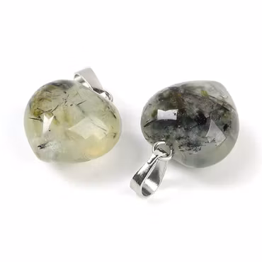 Antikfärgat hänge hjärta prehnit, 1 st