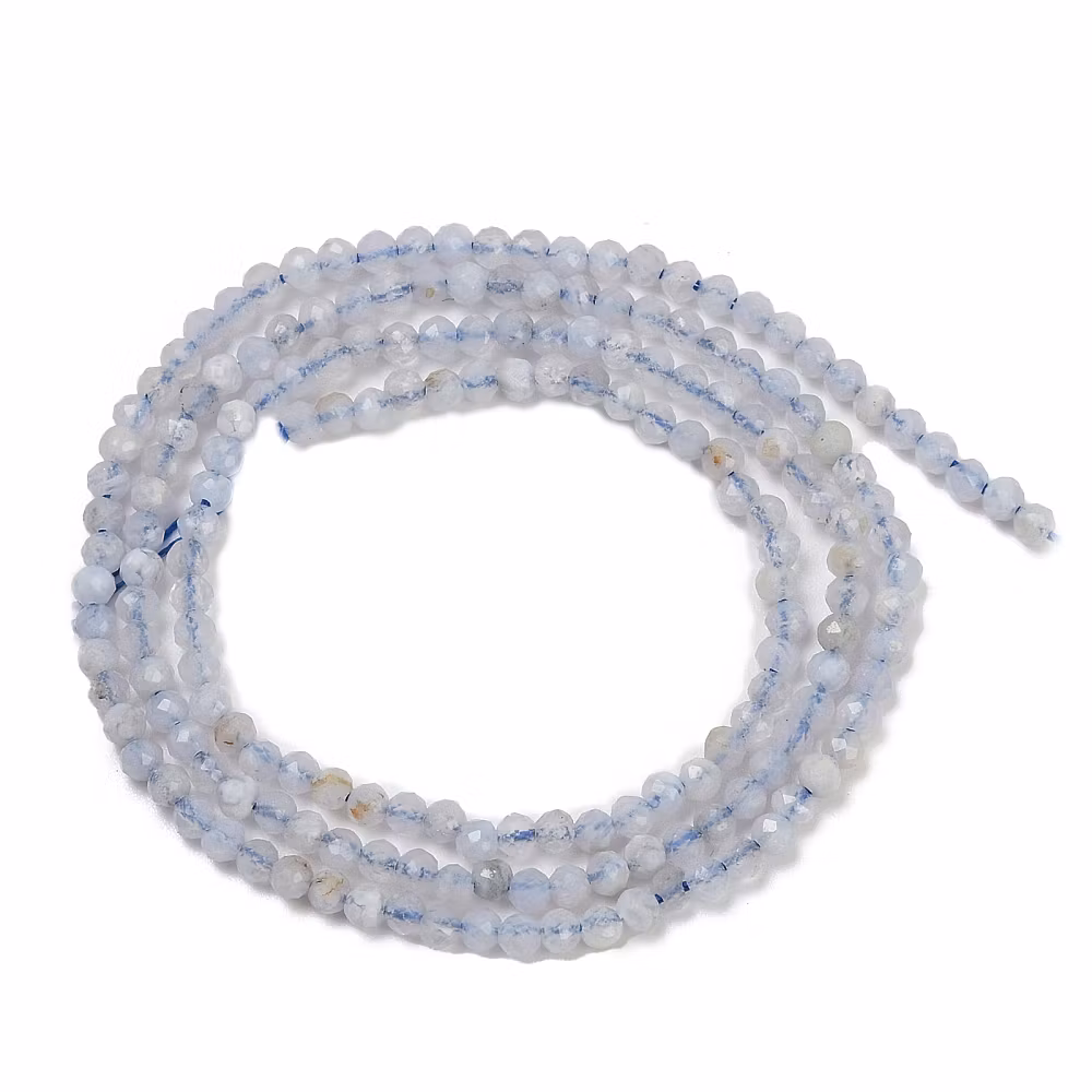 Facetterad blue lace agate 2 mm, 1 sträng