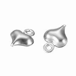 Antikfärgat rostfritt stål berlocker små rundade hjärtan, 10 st