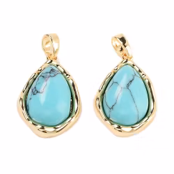 Guldfärgat hänge turkos med 18k plätering, 1 st