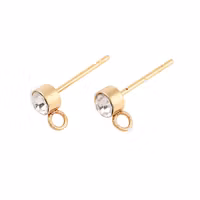 Guldfärgat kirurgiskt stål stiftörhängen med strass 18k, 10 st