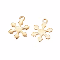 Guldfärgat Kirurgiskt stål berlock liten snöflinga med 18k plätering, 10 st