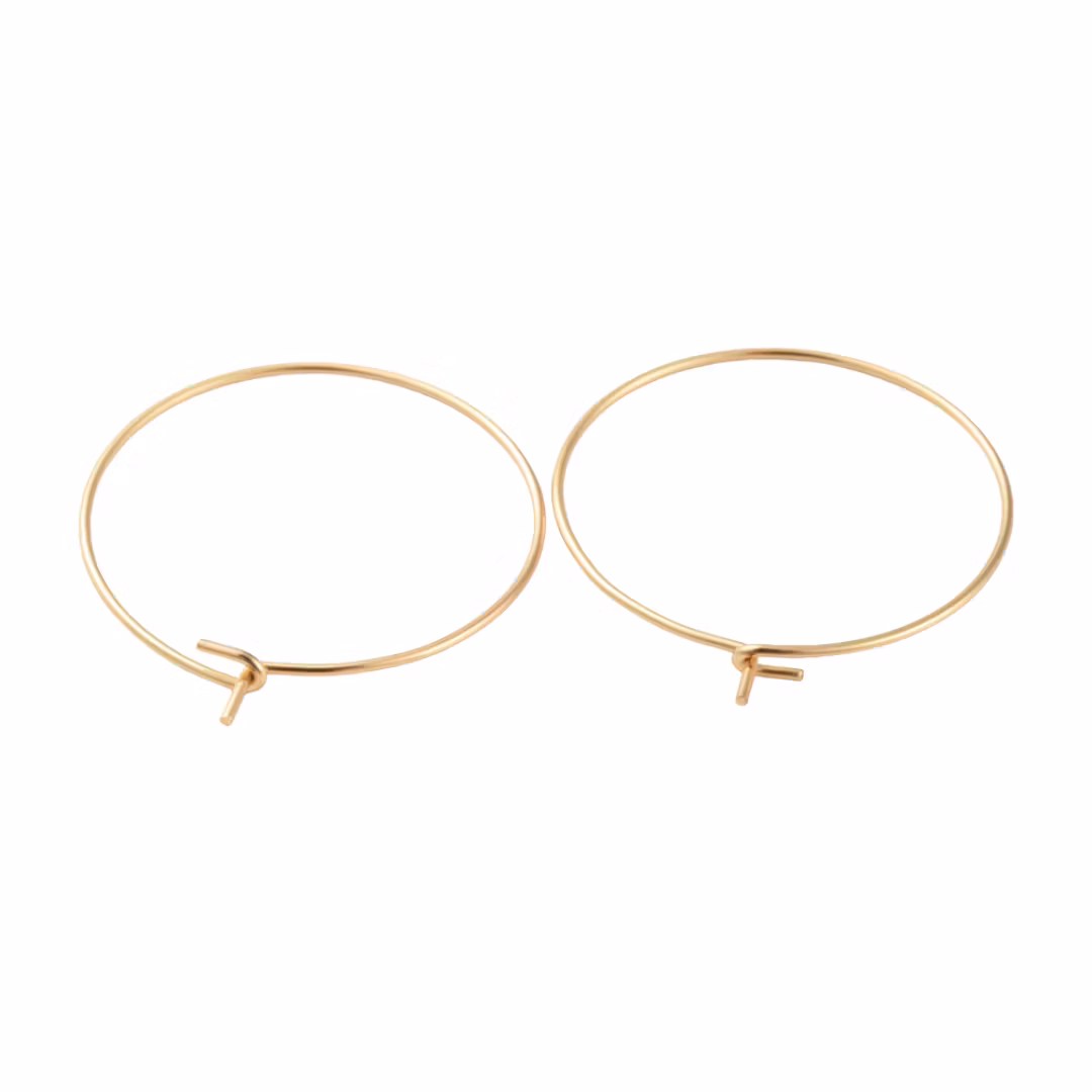 Guldfärgat kirurgiskt stål creoler 30 mm med 18k guldplätering, 100 st