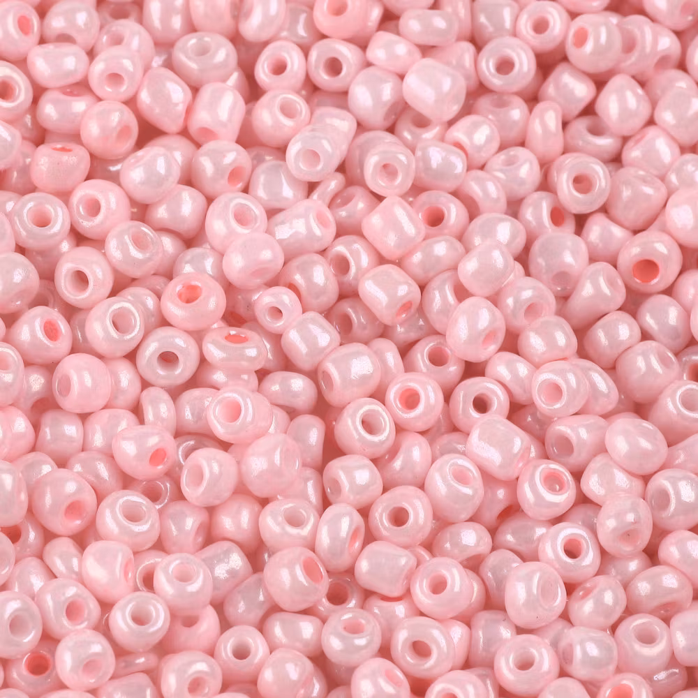 Seed beads 4 mm ljusrosa, ca 150 st