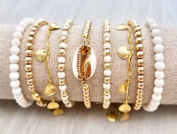 Guldfärgat rostfritt stål pärlor 5 mm med PVD plätering, ca 200 st