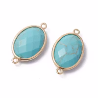 Guldfärgad connector ljus turkos, 1 st