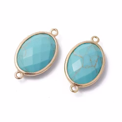 Guldfärgad connector ljus turkos, 1 st