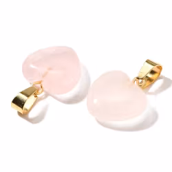 Guldfärgat hänge hjärta rosenkvarts, 1 st