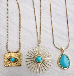 Guldfärgat hänge turkos med 18k plätering, 1 st