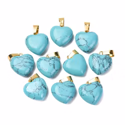 Guldfärgat hänge hjärta turkos, 1 st