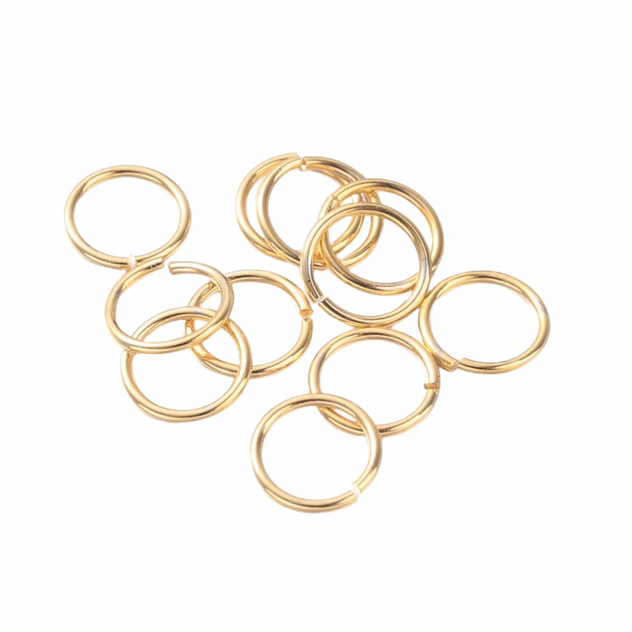 Guldfärgat rostfritt stål bindringar 5 mm med 18k plätering, ca 20 st