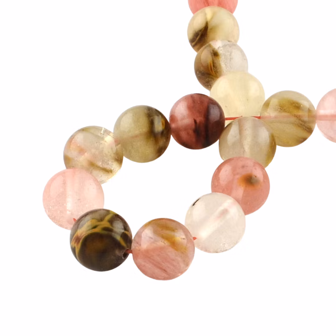 Watermelon kvarts rosamelerade 6 mm, 1 sträng