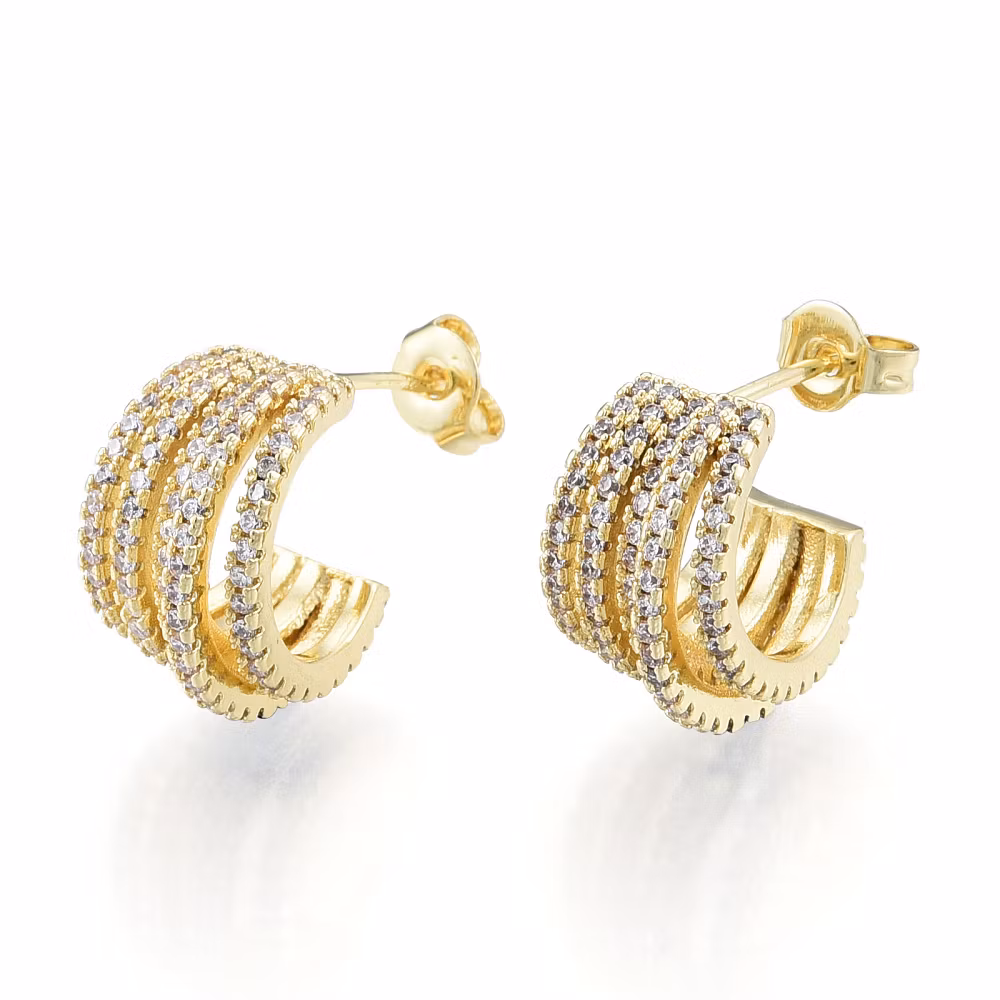 Örhängen stora breda hoops med cubic zirconia, 1 par