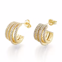 Örhängen stora breda hoops med cubic zirconia, 1 par