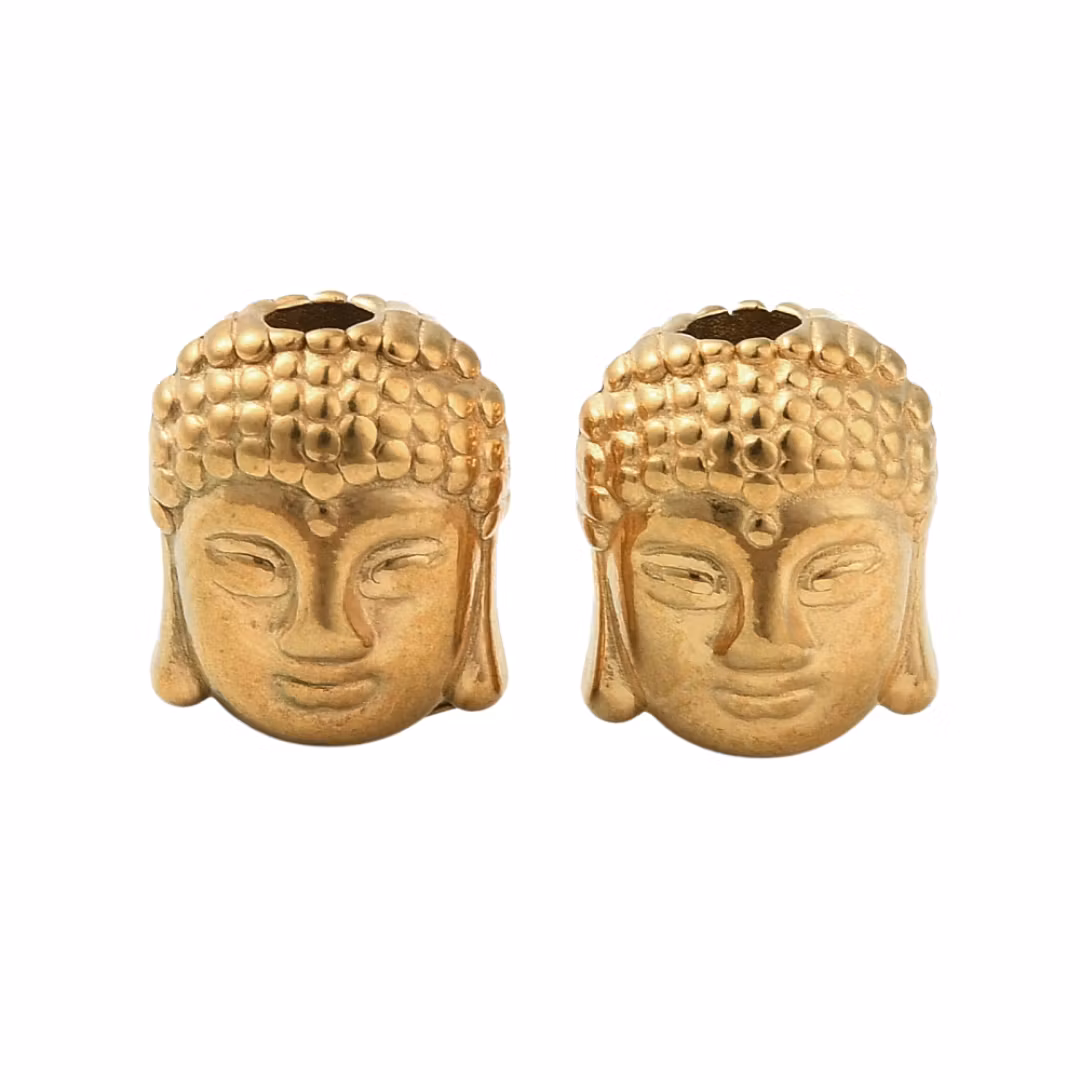 Guldfärgat rostfritt stål liten buddha med PVD plätering, 1 st