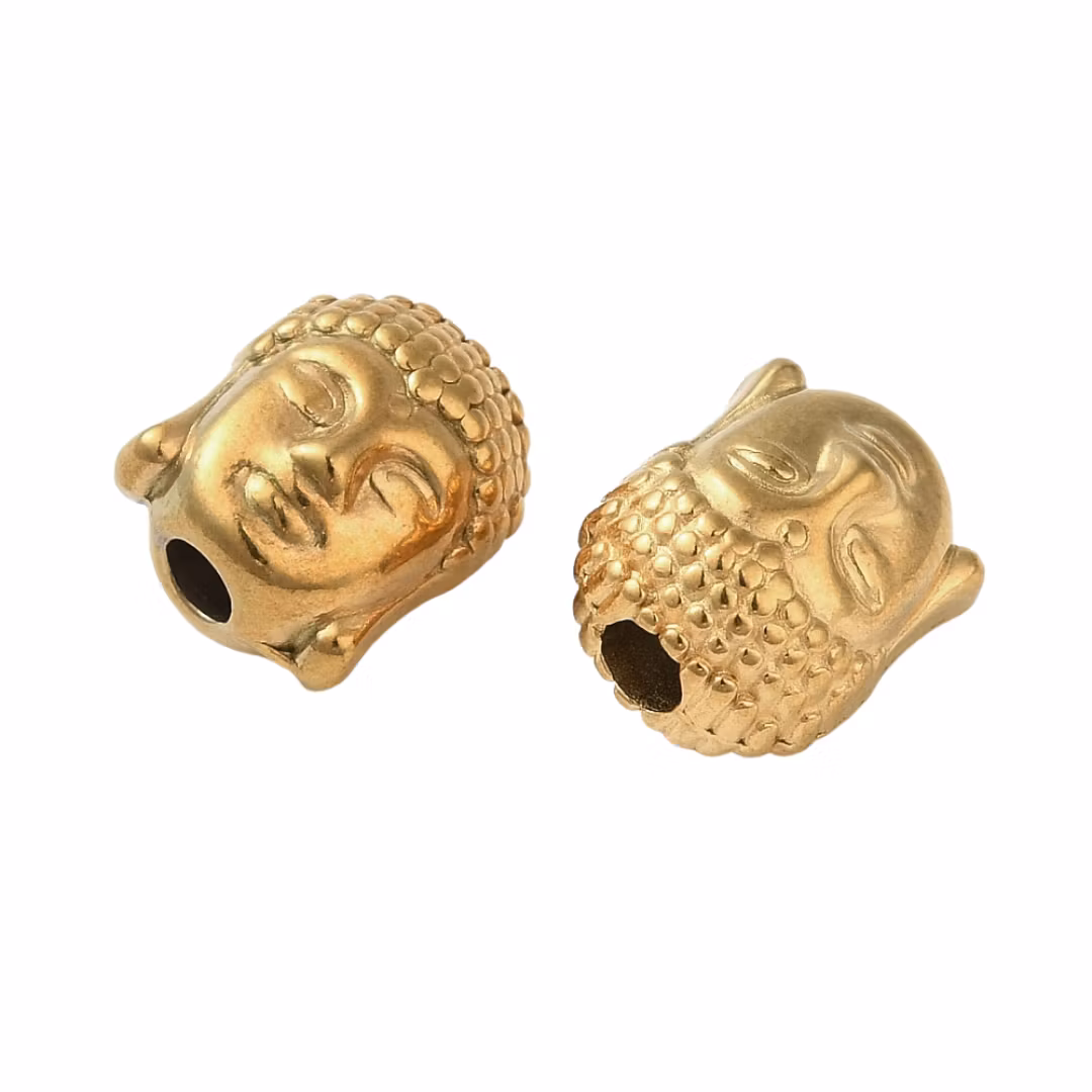 Guldfärgat rostfritt stål liten buddha med PVD plätering, 1 st