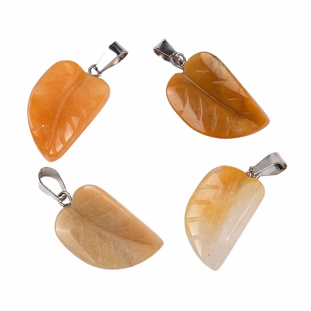 Rostfritt stål hänge löv topas, 1 st