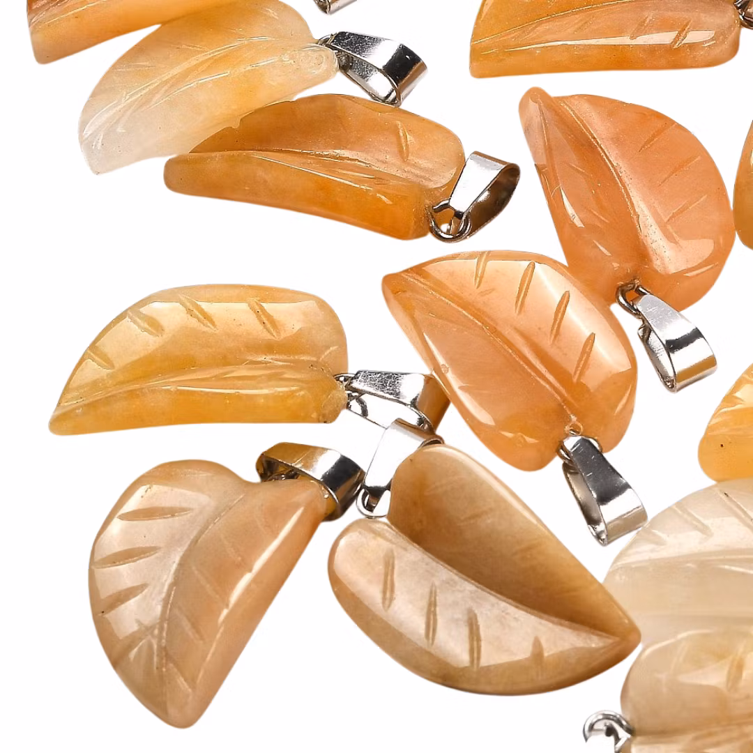 Rostfritt stål hänge löv topas, 1 st