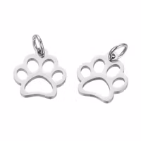 Kirurgiskt stål berlocker små tassar med ringar, 10 st