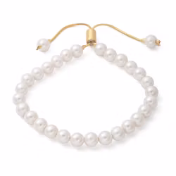 REA: Guldfärgat armband med vita pärlor, 1 st