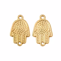 Guldfärgat rostfritt stål connector hamsa med PVD plätering, 1 st