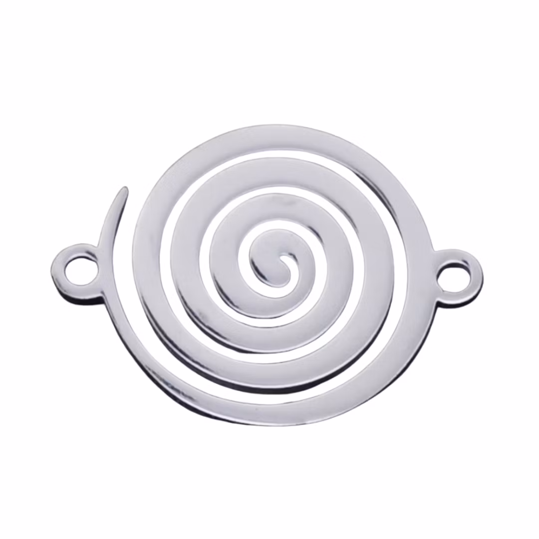 Rostfritt stål connector flat rund swirl, 1 st