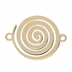 Guldfärgat rostfritt stål connector flat rund swirl med PVD plätering, 1 st