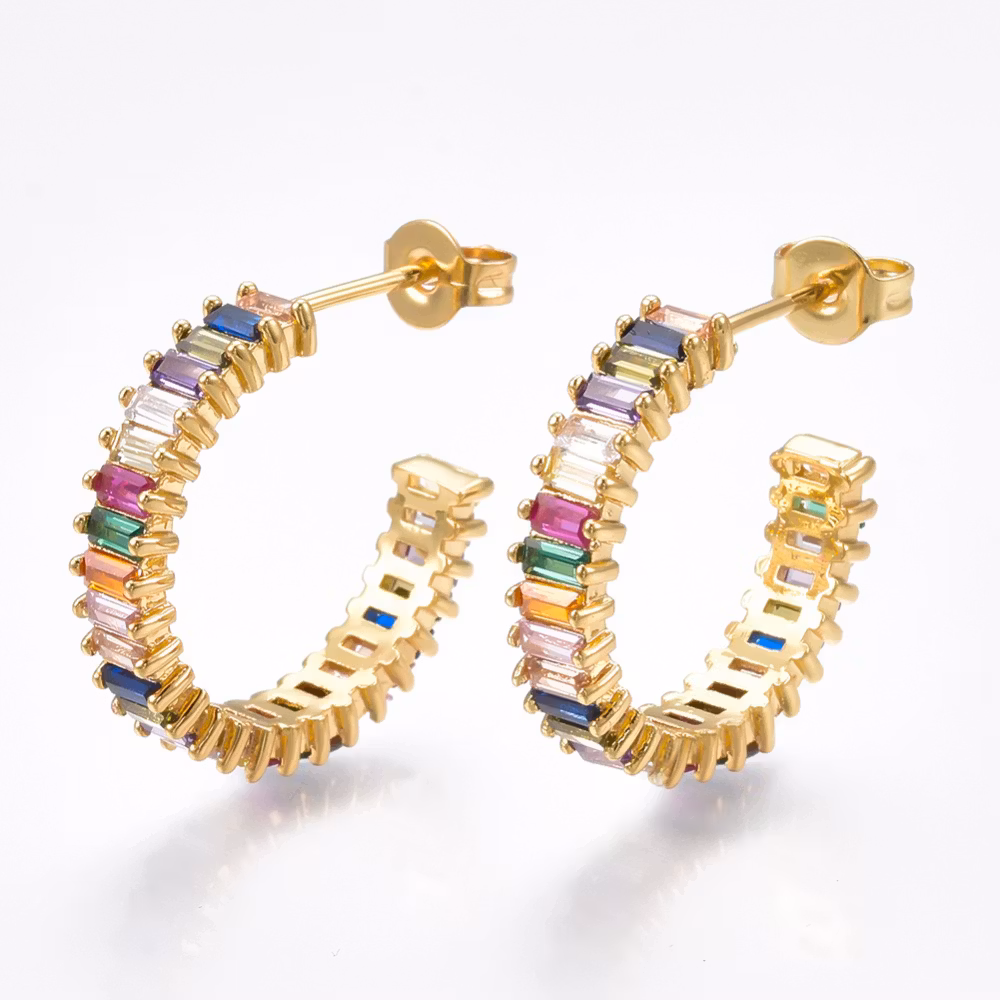 Guldfärgade örhängen hoops multi, 1 par