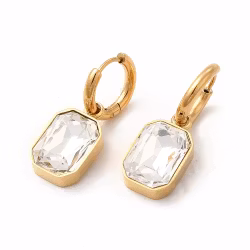 Stora örhängen stål med cubic zirconia, 1 par