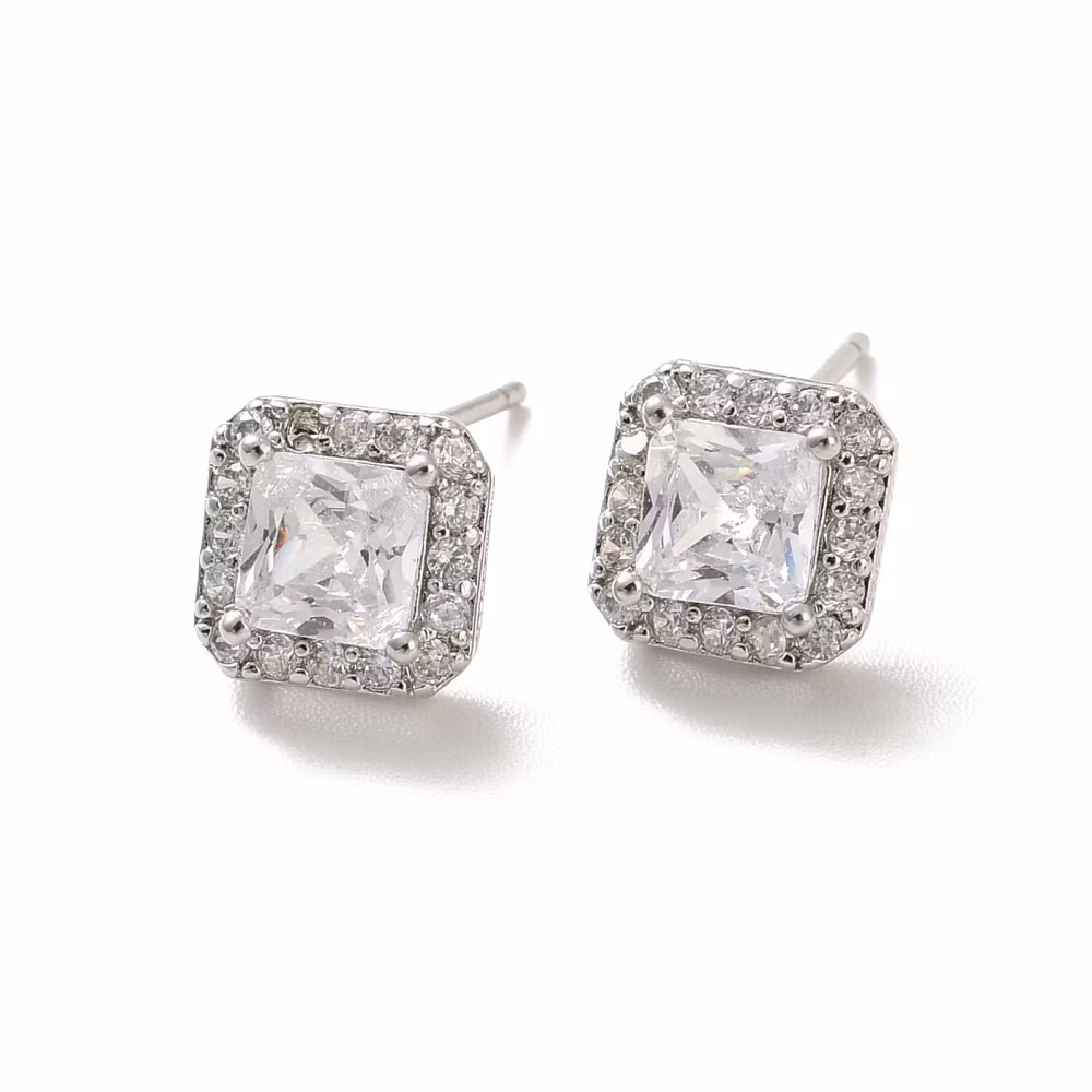 Örhängen fyrkant platinum, 1 par