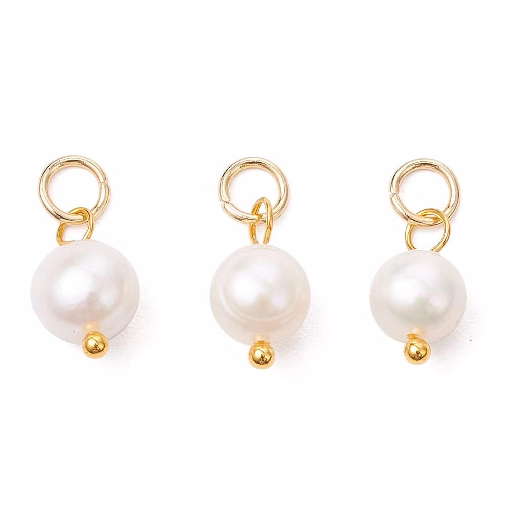 Guldfärgat rostfritt stål berlock sötvatten, 5 st