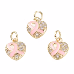 Guldfärgad berlock cubic zirconia & ljusrosa, 1 st