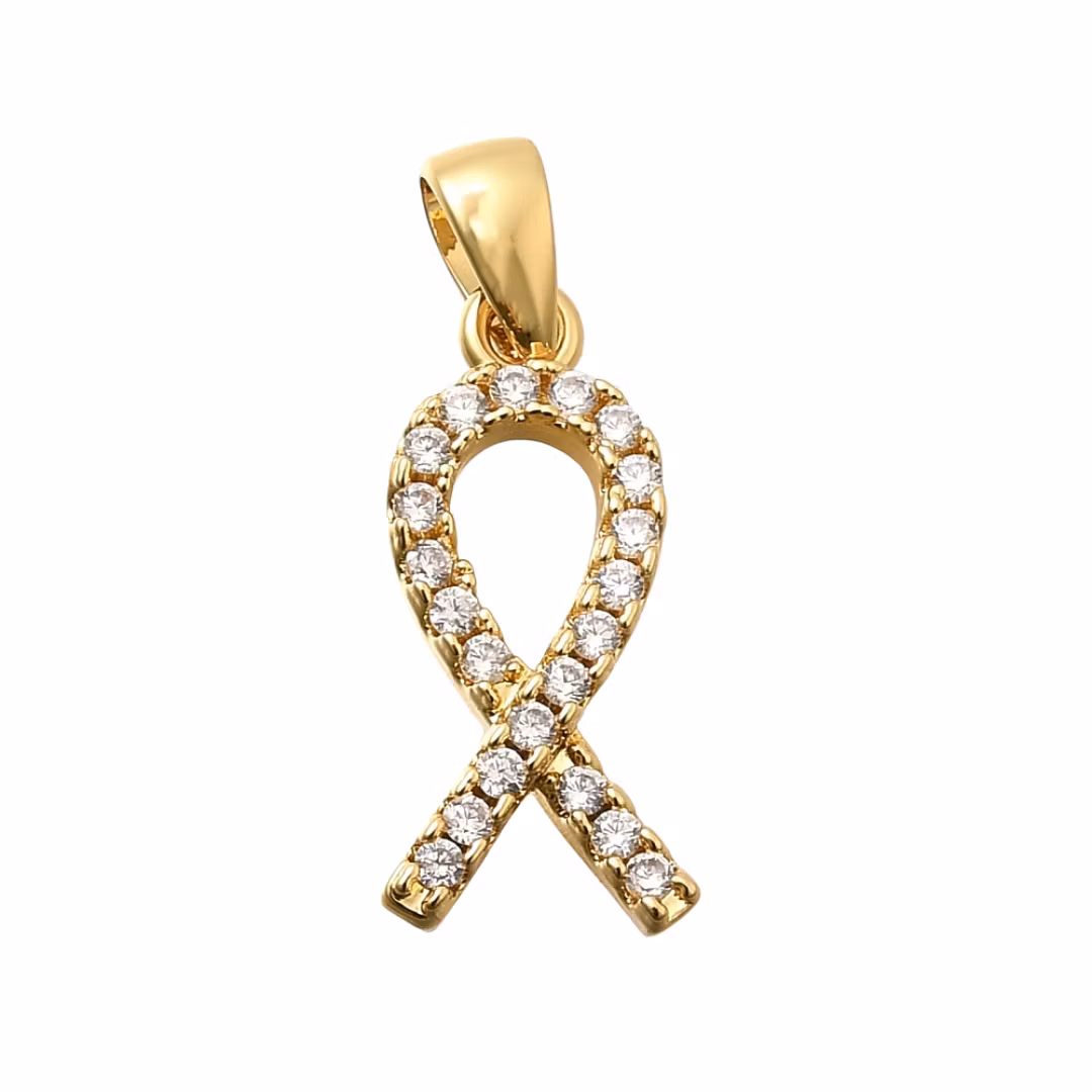 Guldfärgat hänge rosa bandet med cubic zirconia, 1 st