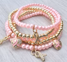 Guldfärgad berlock cubic zirconia & ljusrosa, 1 st