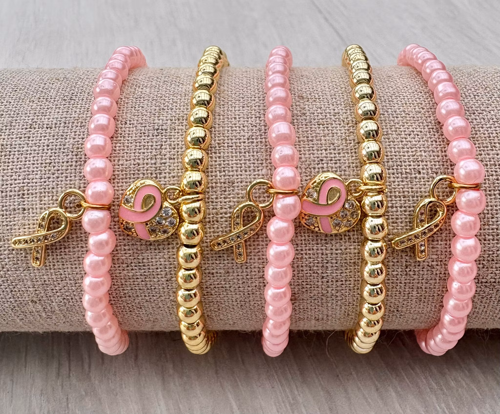 Guldfärgad berlock cubic zirconia & ljusrosa, 1 st