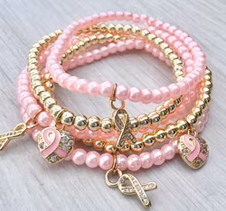 Guldfärgad berlock cubic zirconia liten rosa bandet, 1 st