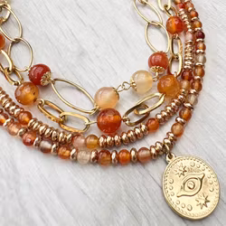 Melerad karneol 4 mm, 1 sträng